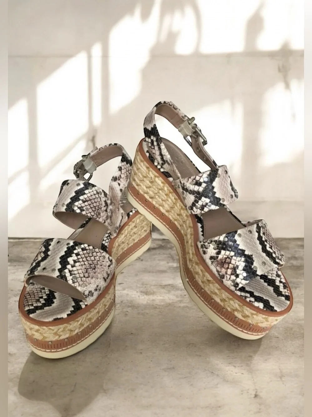Vince Camuto Marsa Sandals Snakeskin Leather Platform